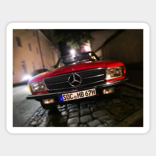 Vintage Merceds Red German classic car at Night Magnet